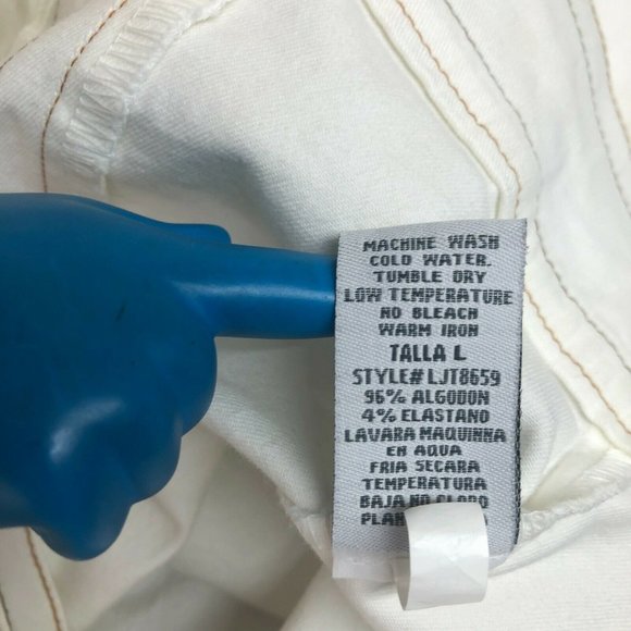 Clash Jeans Womens Jacket Large White Stretch Denim Long Sleeve Flap Pockets EUC - Picture 12 of 12